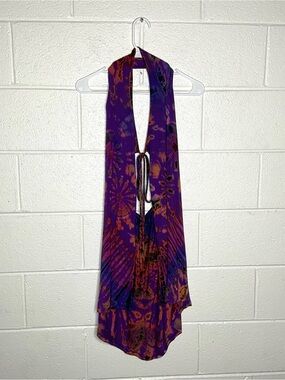 < Clearay Incredible Tie Dye Open-Front Halter Neck Top >
